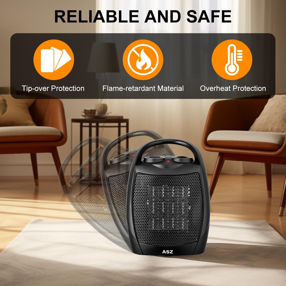 Amazon.com: ASZ Small Space Heater for indoor use, 750W/1500W Safe