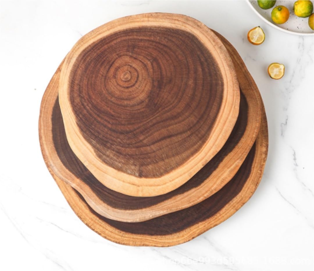 Tabla de Corte Profesional Tabla De Cortar De Madera con Mango, Tabla De Cortar De Forma Irregular De Madera Decorativa Resistente y Antideslizante(32-36cm)