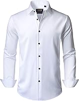 J.VER Men's 4-Way Stretch Long Sleeve Dress Shirt Formal Business Casual Button Down for Wedding Prom
