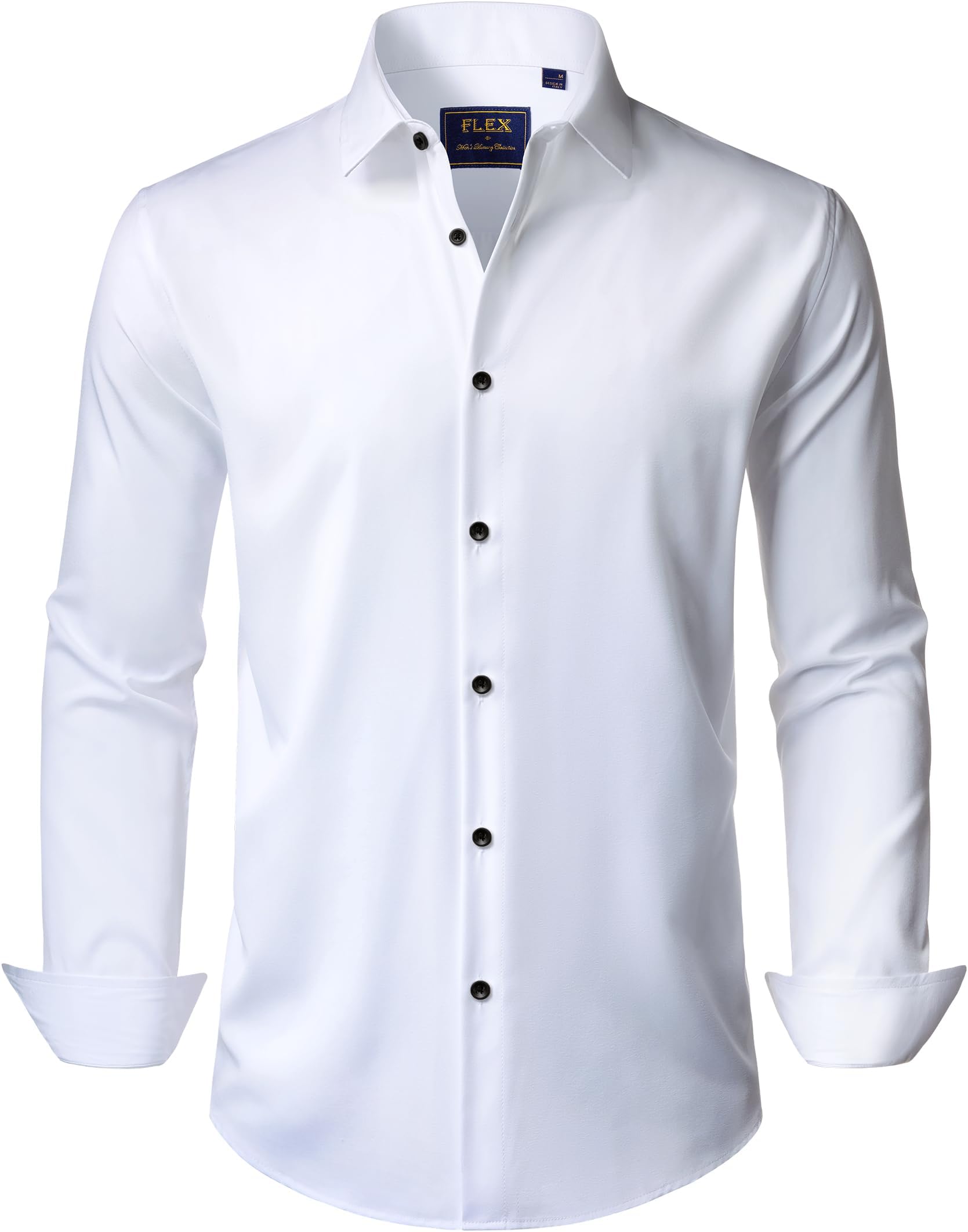 Men's Dress Shirts Stretch Long Sleeve Formal Shirt Solid Business Casual Button Down Shirts for Wedding Prom