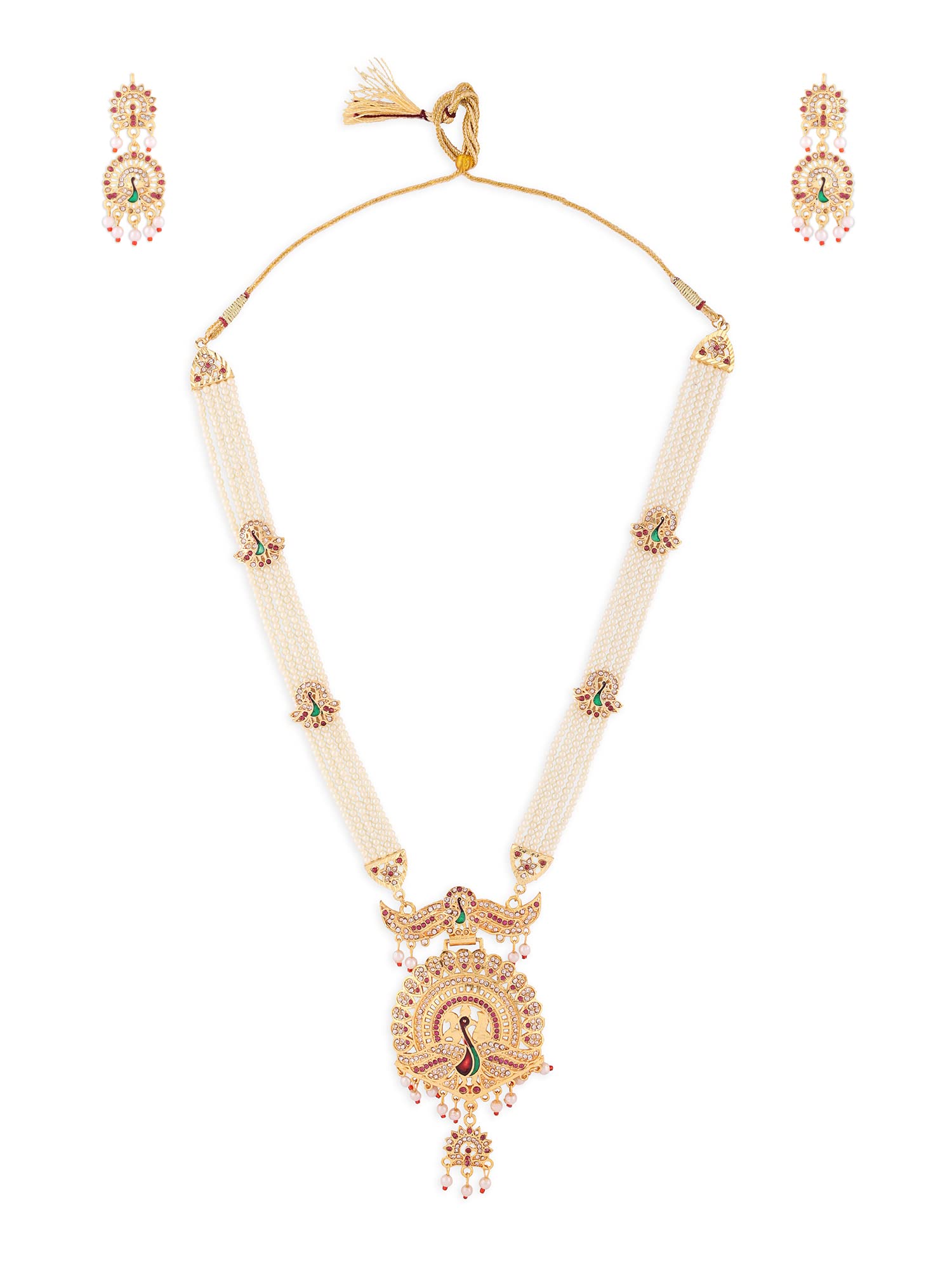ZAVERI PEARLS Multicolor Meenakari Peacock Inspired Diamonds & Pearls Rajasthani Style Necklace & Earring Set For Women-ZPFK14473 (B0B6RHZYYC) Amazon Price History, Amazon Price Tracker
