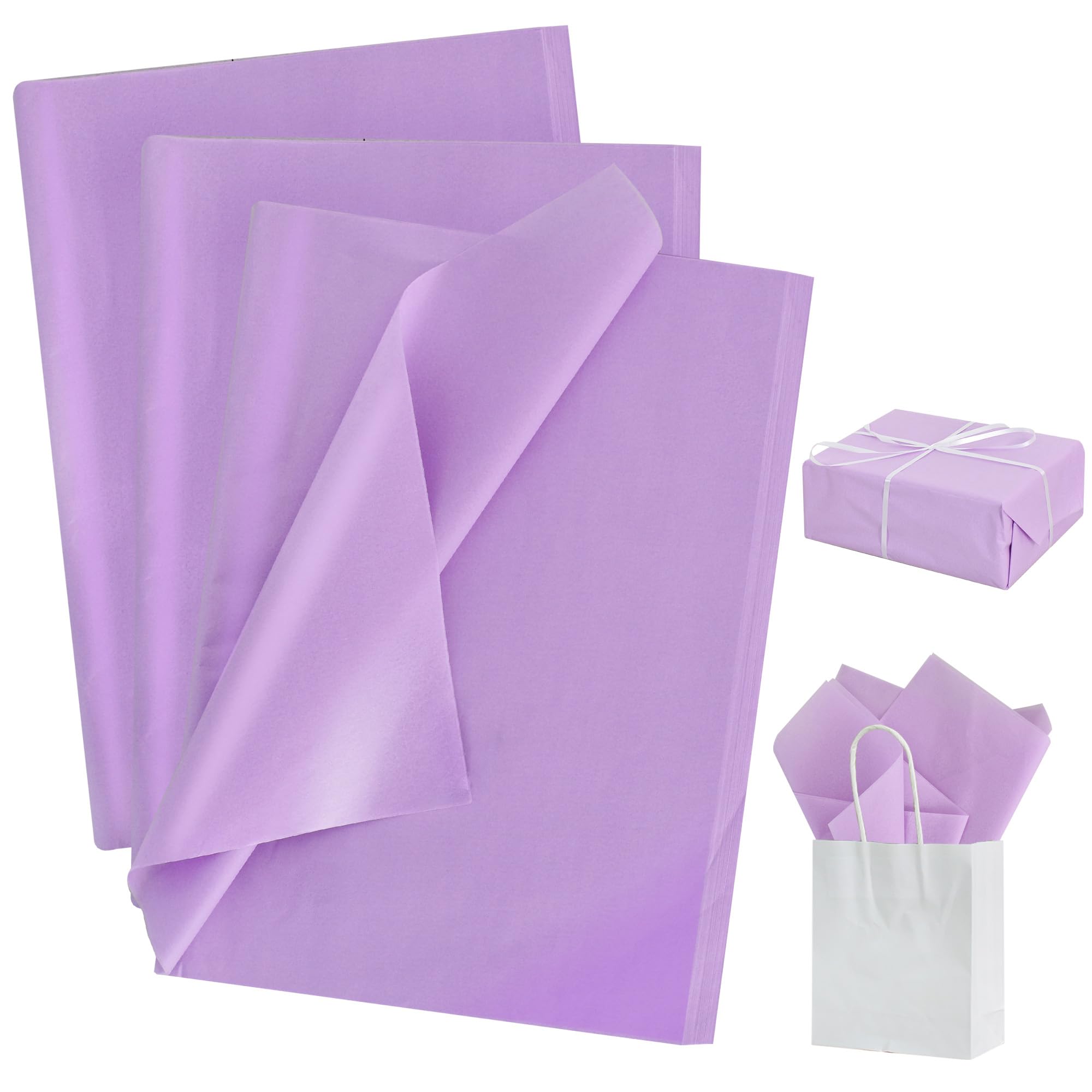 BEISHIDA 100 Sheets Purple Tissue Paper Bulk, Wrapping Tissue Paper for Gift Bags, 14 x 20 Inch Gift Wrap for Birthday Wedding Graduation DIY Crafts