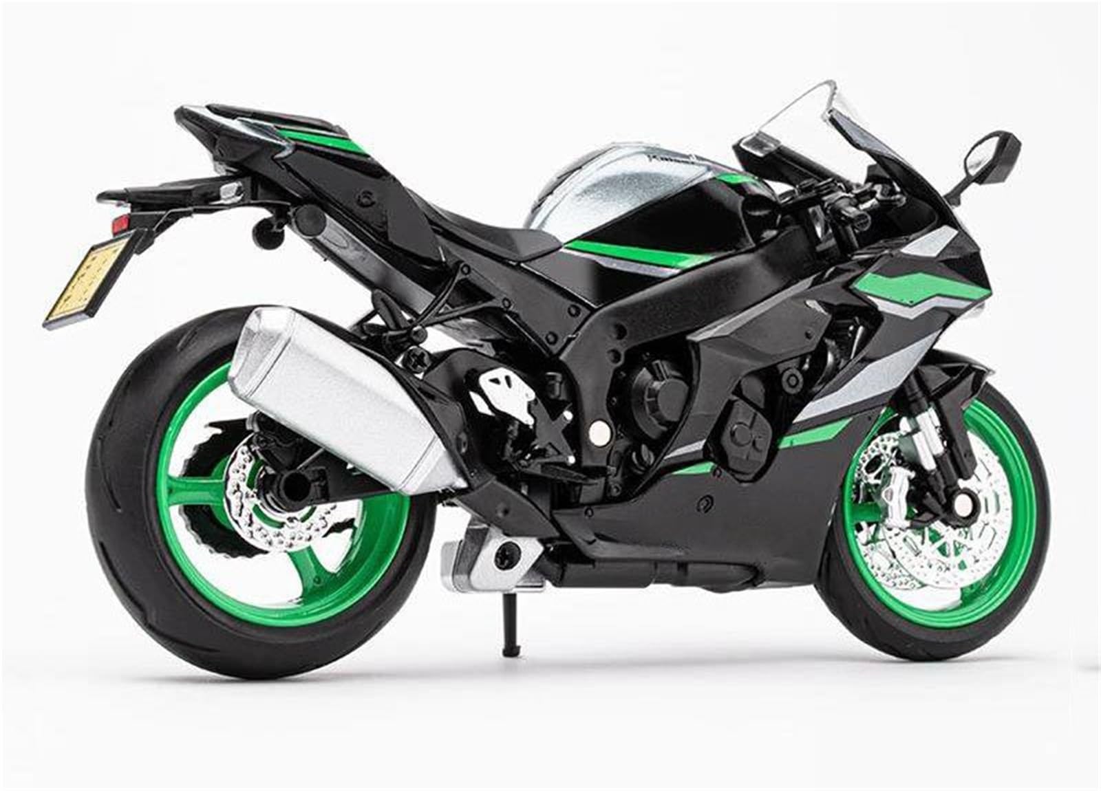 Modello in Scala Modellino di Moto da Corsa in Lega 1:12, Pressofuso in Metallo, Modello Sportiva Strada, Giocattolo con Suoni E Luci, Regalo per Kawasaki per Ninja ZX-10R(Grey)