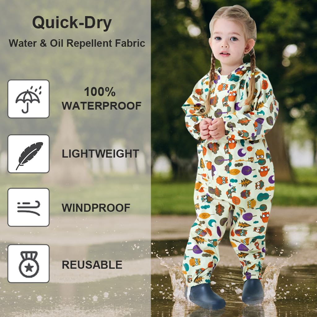 Impermeables para Niñas Niños Chubasqueros Chaquetas Ligero Capa de Lluvia Bebé Encapuchado Mono de Bolsillo Estampados Reflectante Abrigos Impermeables Unisex Niños 1-10 años