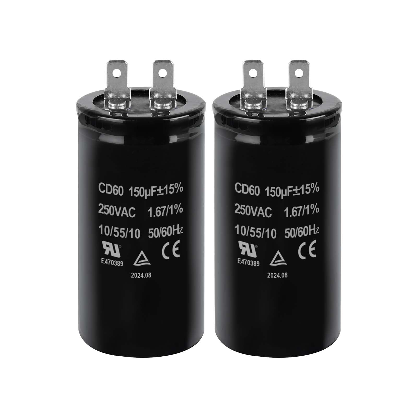 ZOWZEA 150uF MFD ±15% CD60 Motor Start Capacitor 250VAC 50/60Hz for Electric Motor Starting 2 Pack