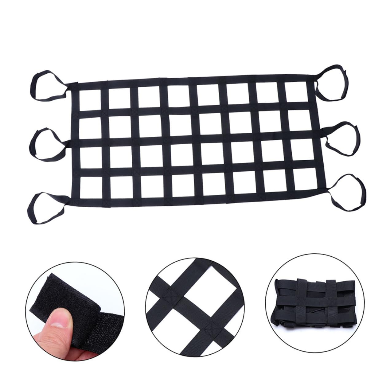 Alipis Filet de Toit pour Véhicule en Nylon Noir 2 Pièces 8 Compartiments