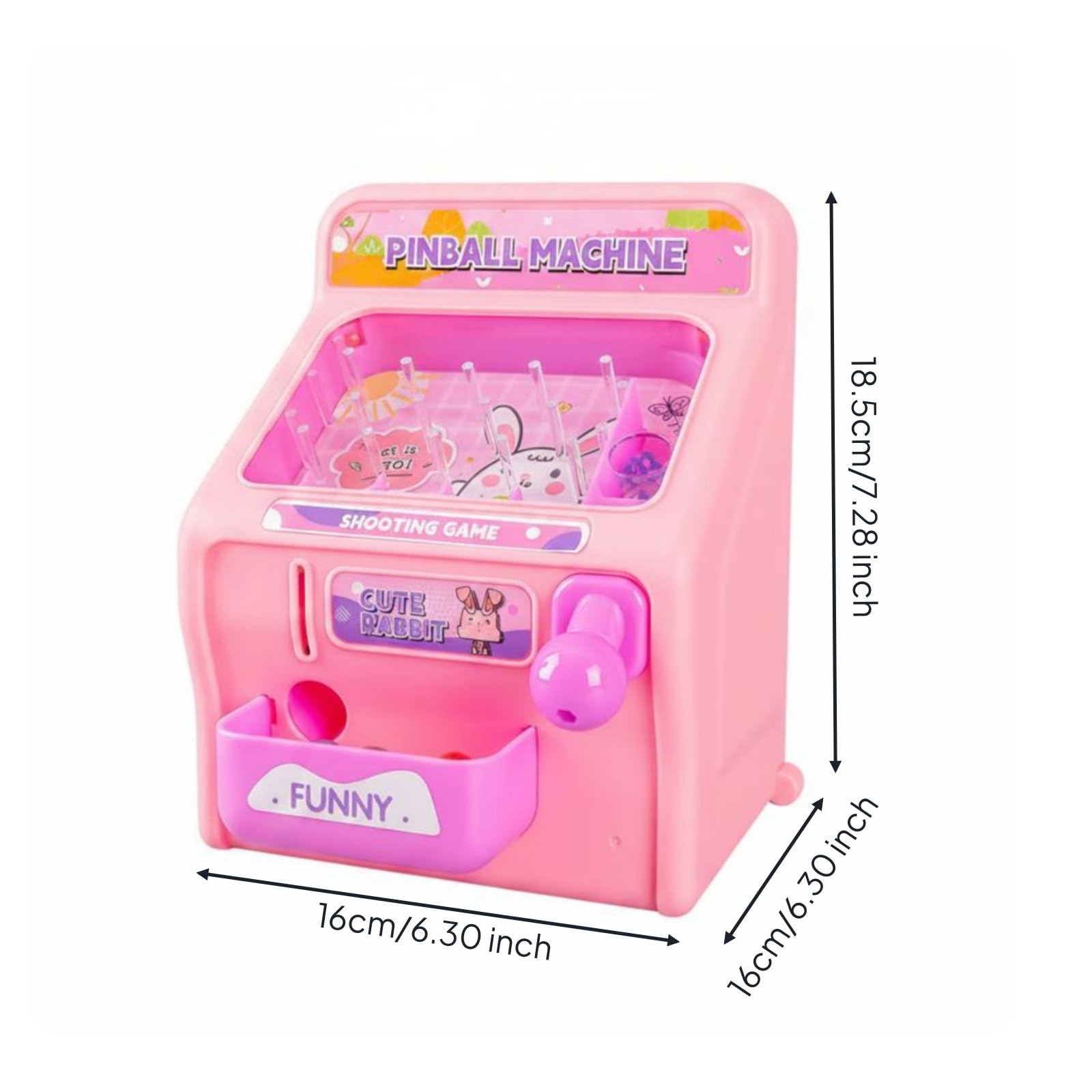 Milageto Juego de para Niños Máquina Pinball Juego de de con Resorte Mini Arcade con Luces LED y Sonidos Plástico Desarrolla Coordinación y Motricidad Fina, Rosa Conejo