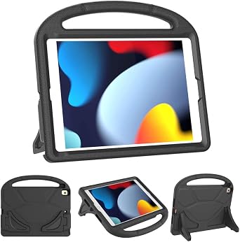 Kids Case for iPad 10.2 & 10.5, Case for iPad 9th/8th/7th Generation 10.2 Inch 2021 2020 2019, Durable Shockproof Handle Stand Protective Cover for iPad Air 3rd Gen/Pro 10.5 Inch, Black