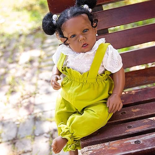 Miniatura 3 de Rebornova muñeca Reborn de niña negra, bebé recién nacida de 20pulgadas, con cuerpo suave y realista, extremidades de silicona, juego de regalo para