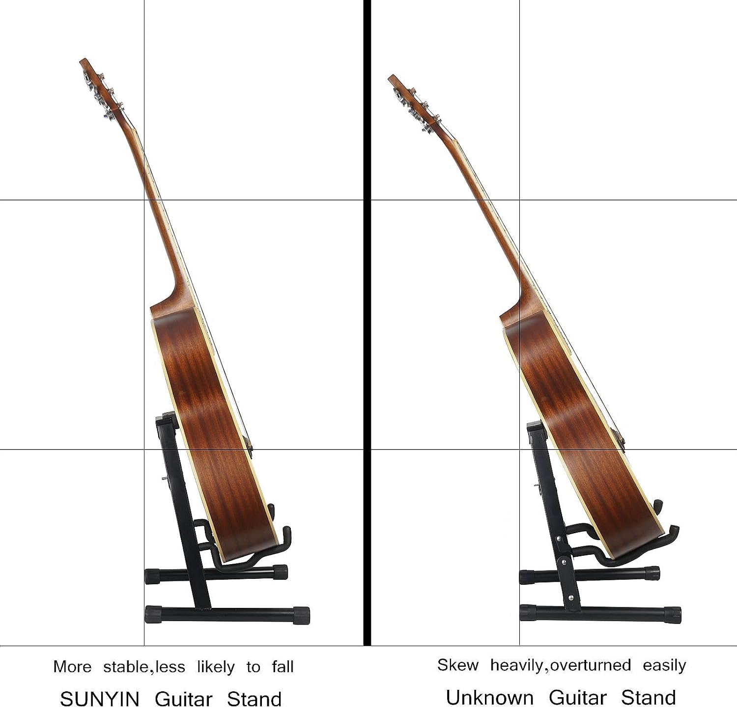 SUNYIN Guitar Stand Accesssories Kit Electric Acoustic A-Frame Guitar Stand 10-Feet Guitar Cord Guitar Capo Guitar Starp Guitar Tuner 3 Guitar Picks Begineer Guitar Accessories
