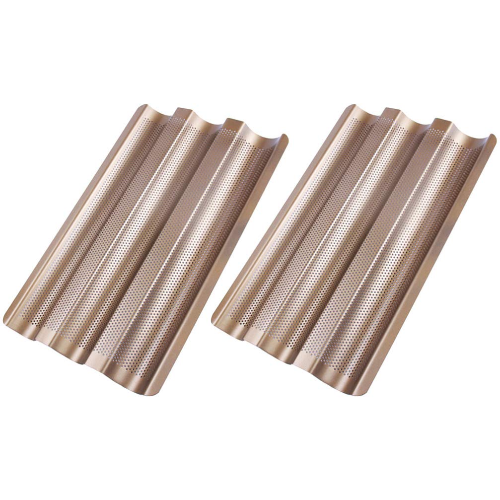 Hemoton 2pcs Non-stick French Bread Baking Mold Bakeware for Easy Release Reusable Baking Tool for Home
