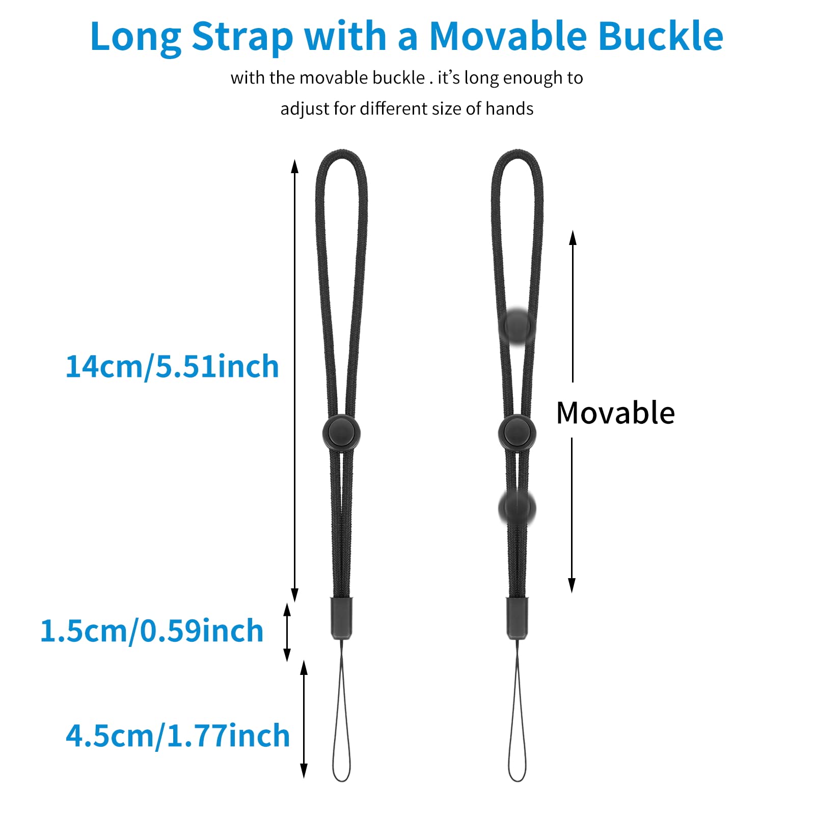 Cobee Smycze na rękę Lanyard, 10 sztuk regulowanych nylonowych smyczy na rękę Lanyard, miękka smycz na rękę do telefonu, aparatu, kluczy, pendrive'a, portfela, identyfikatora z nazwiskiem, Mp3, Mp4