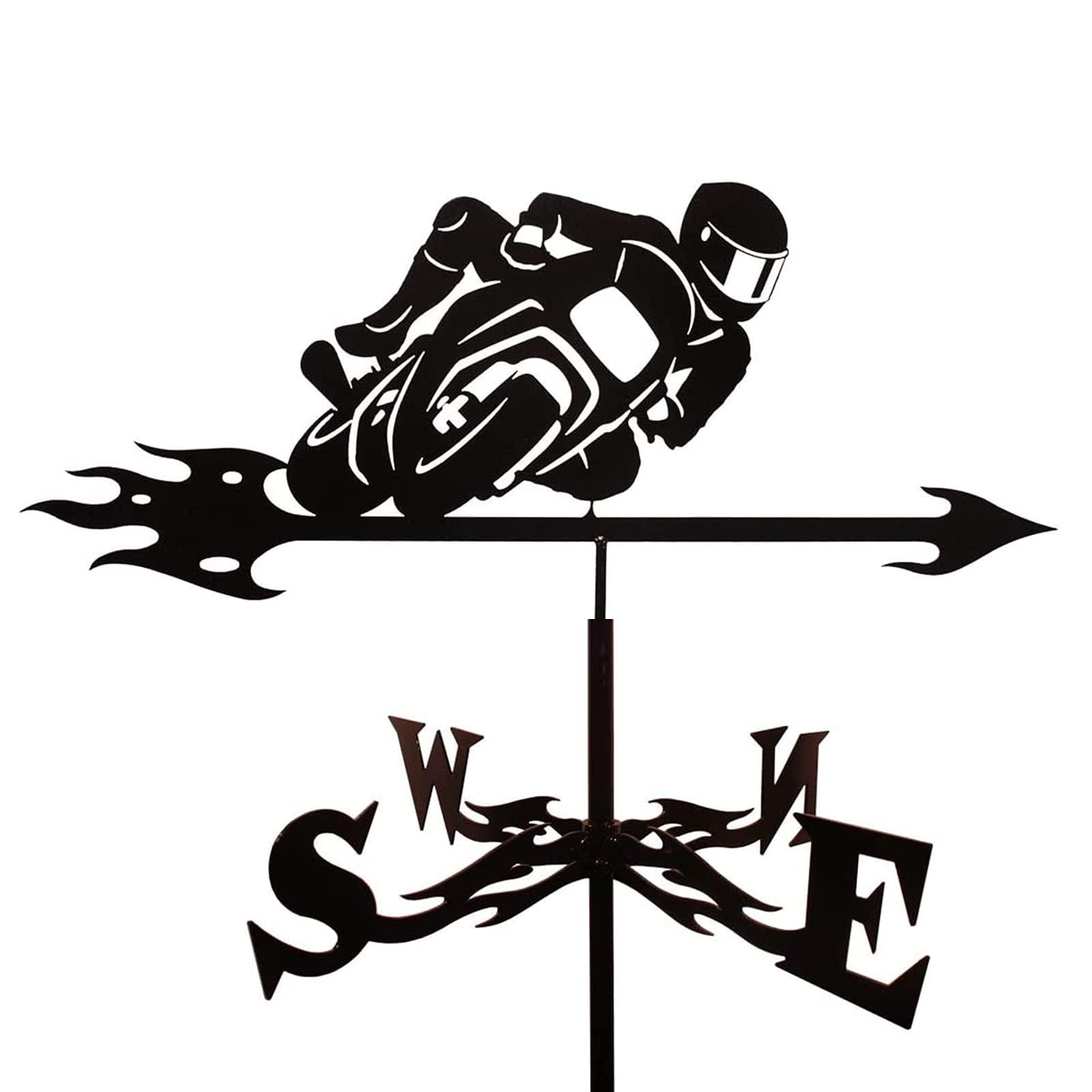YUZDNM Motorbike Boy Metal Weathervane, Stainless Steel Weather Vane with Roof Mount Roof Garden Decorations for Outdoor Farm Yard Garden Gazebo(C)