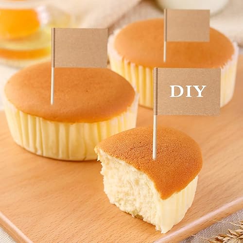 Miniatura 5 de Mflagperft Banderas de palillo de dientes en blanco para etiquetado, banderas pequeñas para decoración de cupcakes, alimentos, frutas, fiestas