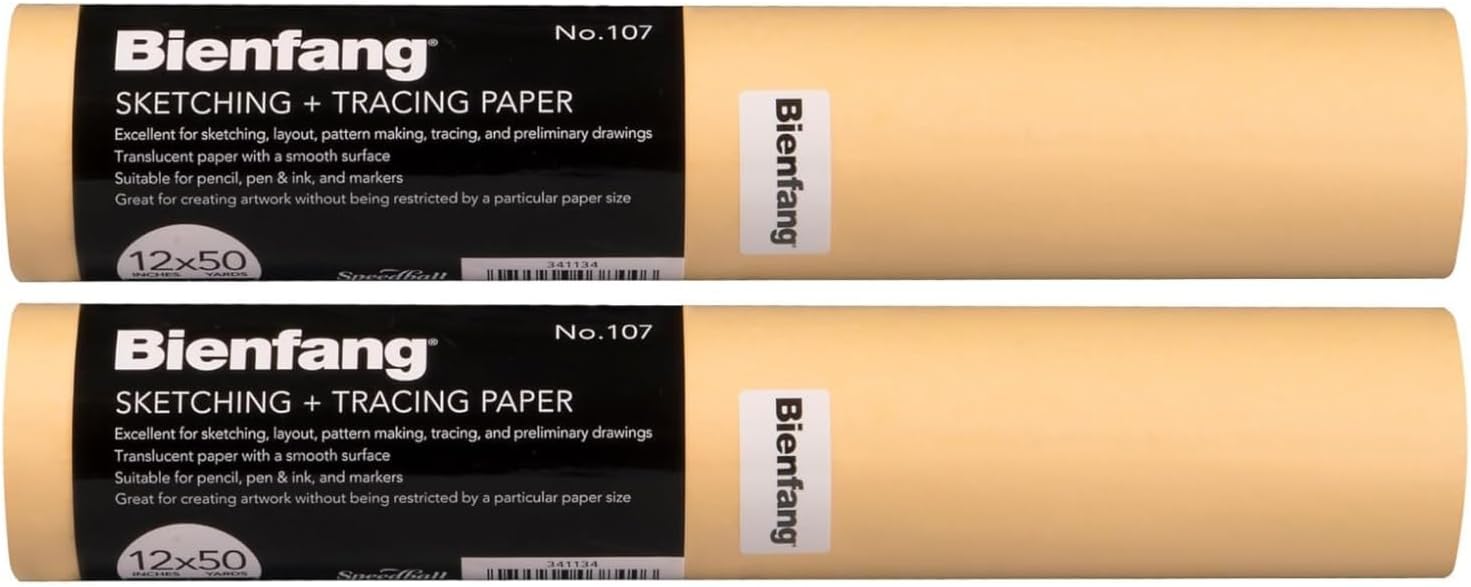 Sketching & Tracing Paper Roll, Canary Yellow, 12 Inches x 50 Yards (2-Pack) 100 Yards Total - for Drawing, Trace, Sketch, Sewing Pattern