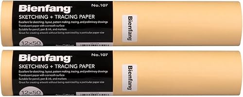 Bienfang Rollo de papel para dibujar y rastrear, amarillo canario, 12 pulgadas x 50 yardas (paquete de 2) 100 yardas en total, para dibujar, trazar,