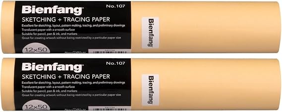Bienfang Sketching & Tracing Paper Roll, Canary Yellow, 12 Inches x 50 Yards (2-Pack) 100 Yards Total - for Drawing, Trace, Sketch, Sewing Pattern