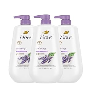 Dove Body Wash with Pump Relaxing Lavender Oil & Chamomile 3 Count for Renewed, Healthy-Looking Skin Gentle Skin Cleanser with 24hr Renewing MicroMoisture 30.6 oz