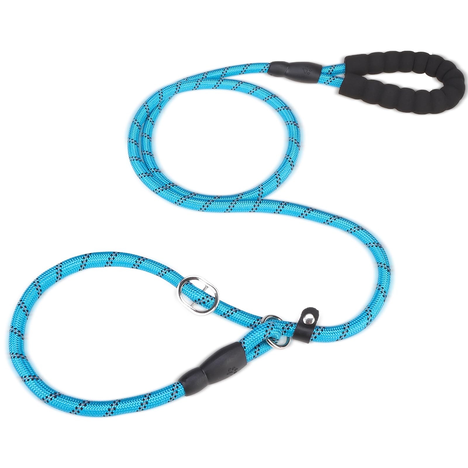 EXPAWLORER Slip Lead for Dogs 2m - Anti-Pull Anti-Choking Training Rope Dog Lead with Soft Padded Handle, Reflective Durable Dog Leash Easy Slip-On for Small Medium Large Breeds, Blue