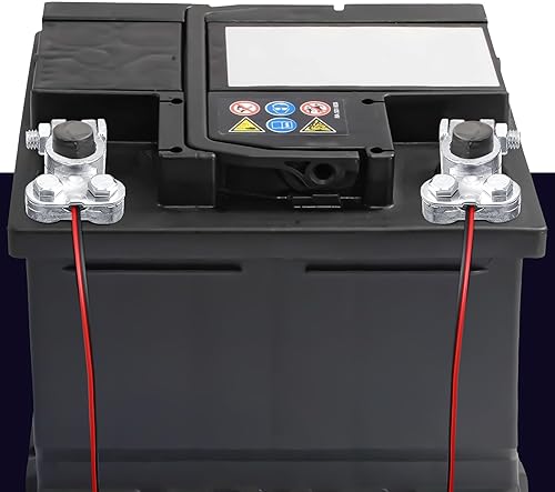 Vista 14 de Tallew Juego de conectores de terminales de batería de 4 piezas, terminales de cable de batería de automóvil chapados en zinc con arandelas Negro