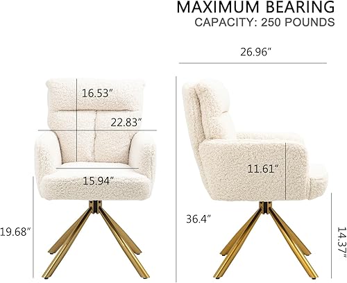 Miniatura 2 de Silla de escritorio sin ruedas giratoria de 180, silla de tocador de maquillaje con patas doradas, sillas ergonómicas cruzadas para dormitorio, sala