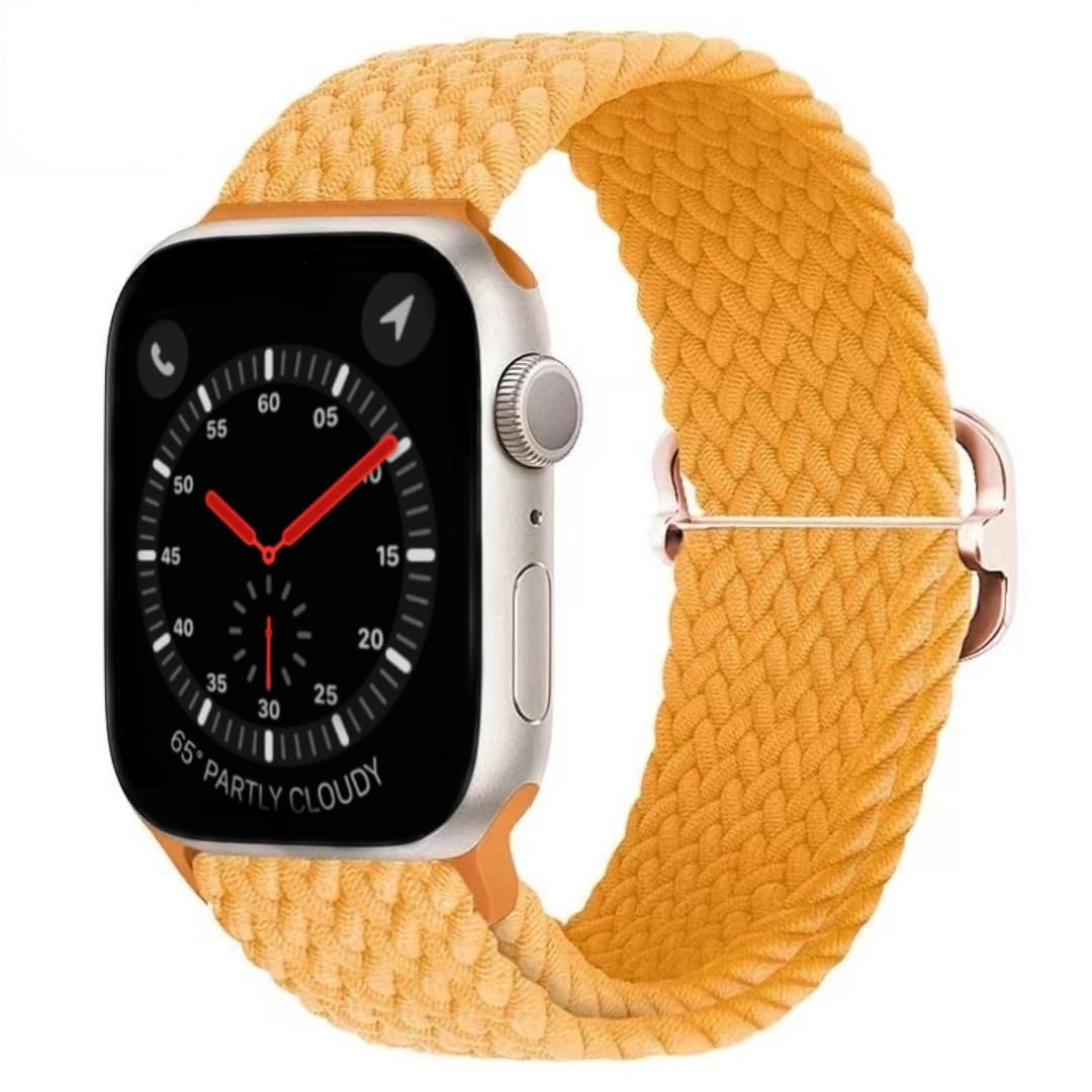 Braided iWatch Strap Band Belt Compatible with Apple Watch 41mm 40mm 38mm 42mm(Series 10) SE 1/2 Series 10/9/8/7/6/5/4/3/2/1(Watch Not Included, Only Belt) (Yellow) Braided iWatch Strap Band Belt Compatible with Apple Watch 41mm 40mm 38mm 42mm(Series 10) SE 1/2 Series 10/9/8/7/6/5/4/3/2/1(Watch Not Included, Only Belt) (Yellow)