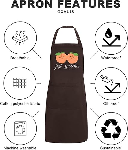 Miniatura 5 de Just Speechie - Delantal para mujer con 2 bolsillos, impermeable, ajustable, babero, cocina, barbacoa, terapeuta del habla, regalo