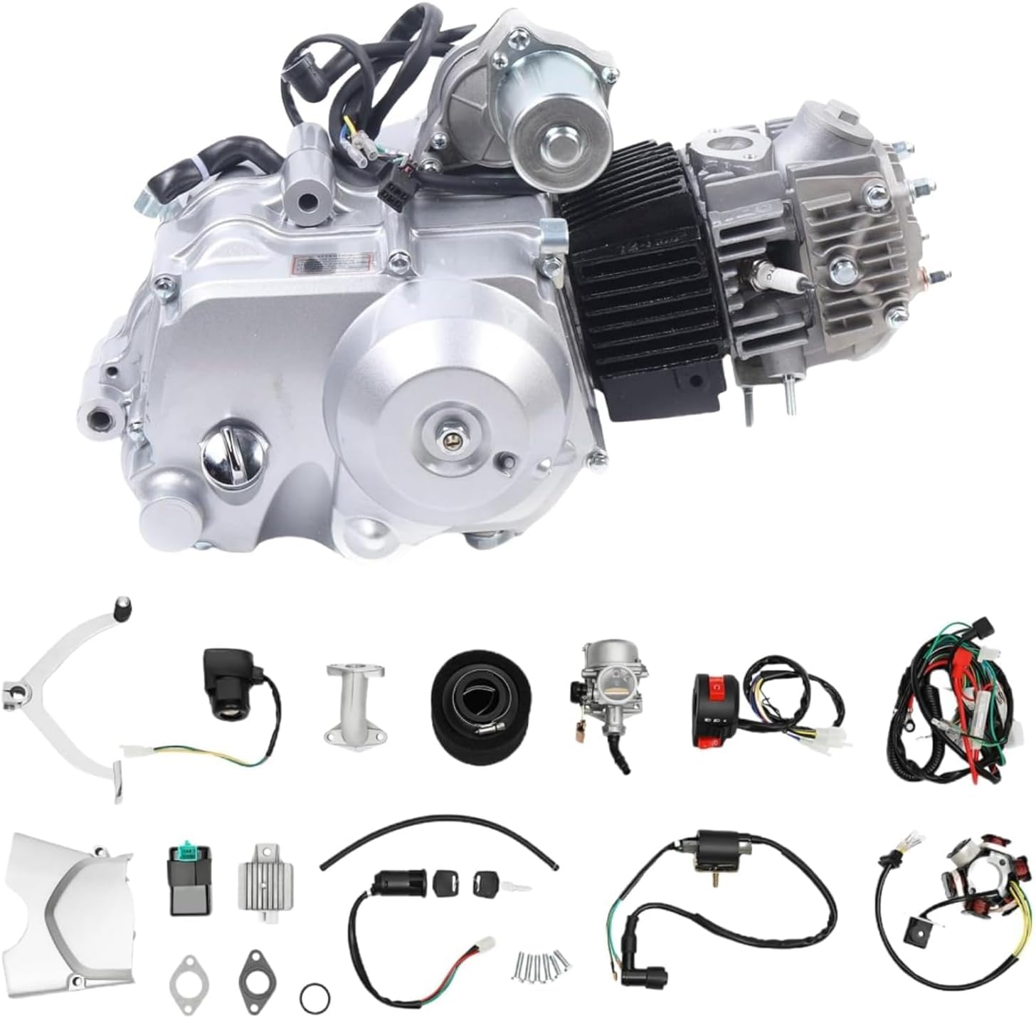 Motor de 4 tiempos de 125 CC, motor kart gasolina, motor ATV semiautomático, semiautomático y marcha atrás, motor para ATV Four Wheeler Buggy Kart