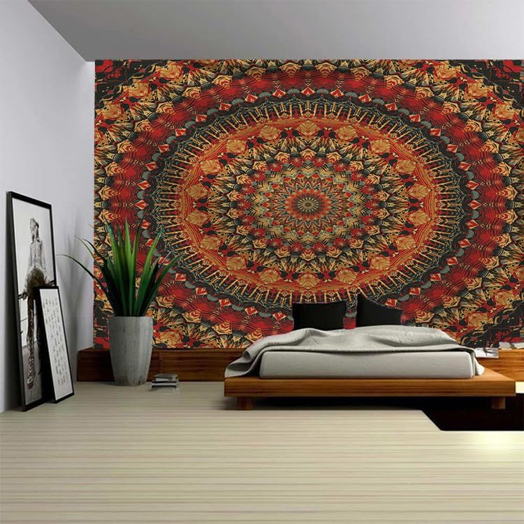 Miniatura 7 de FENDROM Artesanías populares indio hippie bohemio psicodélico pavo real mandala colgante en la pared dormitorio universitario playa mantas tela ropa