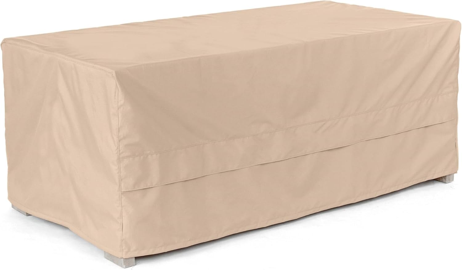 Covermates Ultima Rectangular Ottoman Cover – Heavy-Duty 600D Polyester, Drawcord Hem, Covered Mesh Vent, Double-Stitched Seams, Weather-Resistant Outdoor Protection, 48W x 28D x 18H, Ripstop Tan