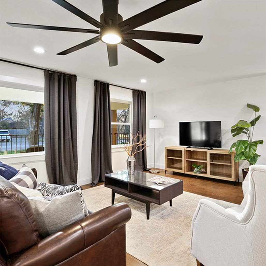 Popular HOMEnhancements METRO 8-blade 66 in. matte black ceiling fan with 16W LED light kit and reversible matte black/ walnut blades #19533 Limited HOMEnhancements METRO 8-blade 66 in. matte black ceiling fan with 16W LED light kit and reversible matte black/ walnut blades #19533