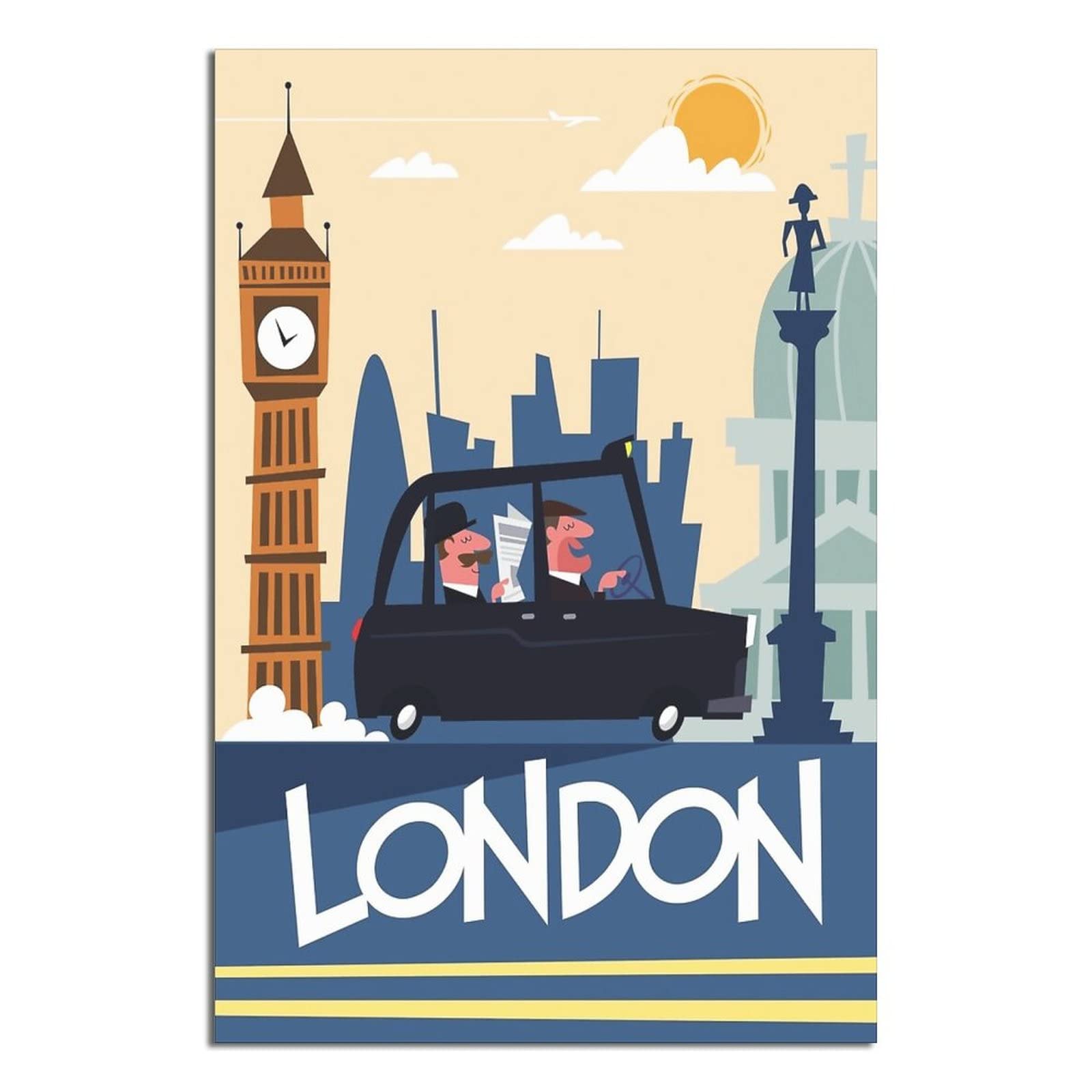 NMNM London Skyline England Vintage Travel Poster Canvas Art Wall Decor Poster Picture Print Painting Posters Gift 12x18inchs(30x45cm)