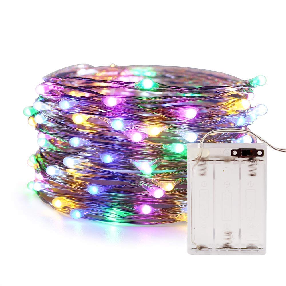 VITAL CREATIONS Multicolor Copper String Lights 3 AA Battery Operated Portable LED Lights 5 Meters 50 LED Pack of 1