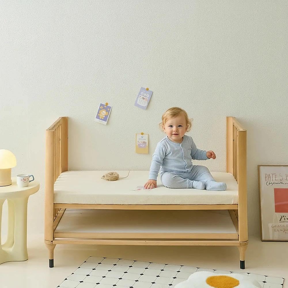 Muslin Crib Sheets for Girl Boy, 100% Cotton Neutral Baby Crib Sheets Fitted for Standard Crib Mattress, Soft and Breathable - 28"x 52", 2 Pack (Strawberry, Cream)
