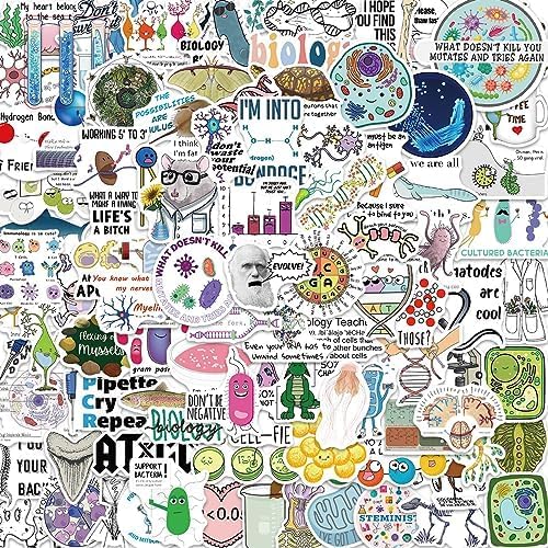 Cartoon Creature Stickers 100 Pcs Waterproof Funny Laboratory Science Stickers for Laptop Water Bottle Luggage Skateboard Car Computer Bumper Helmet,Vinyl Physics Biology Stickers for Teens Adults