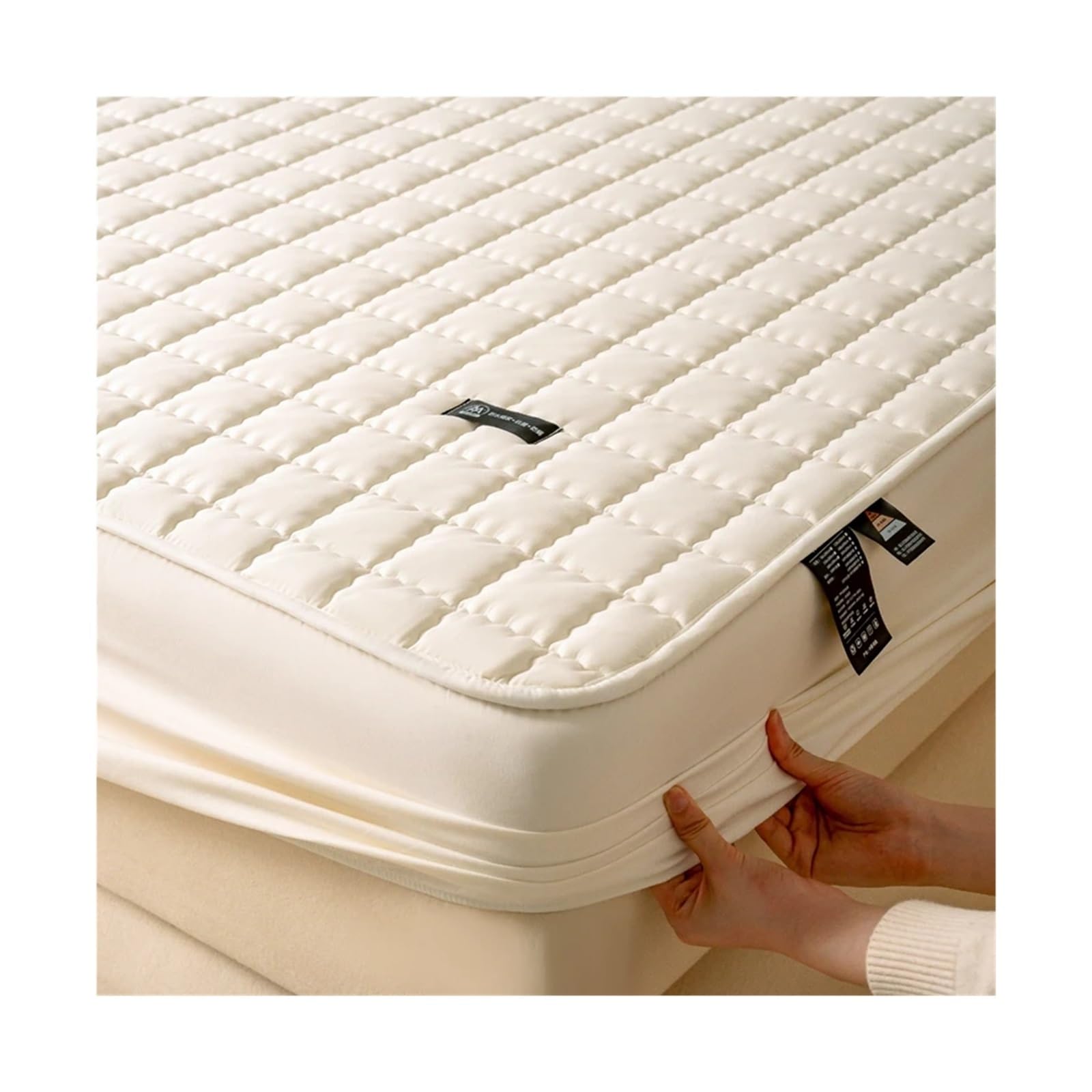 Protector Colchon Impermeable,Cubre Colchon Funda de colchón Impermeable, Protector de colchón, sábana Bajera silenciosa, Color Liso(2,Queen)