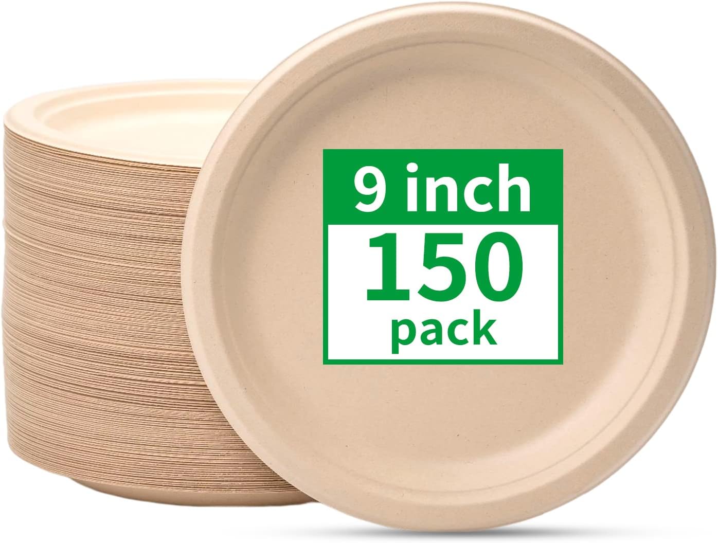 RACETOP Compostable Paper Plates 9 Inch [150 Pack