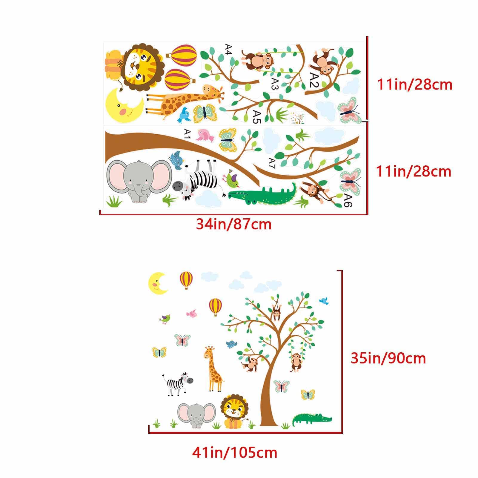 AnFigure Forest Animal Wall Stickers - Giraffe, Elephant, Lion Decals For Kids Room, Nursery & Playroom