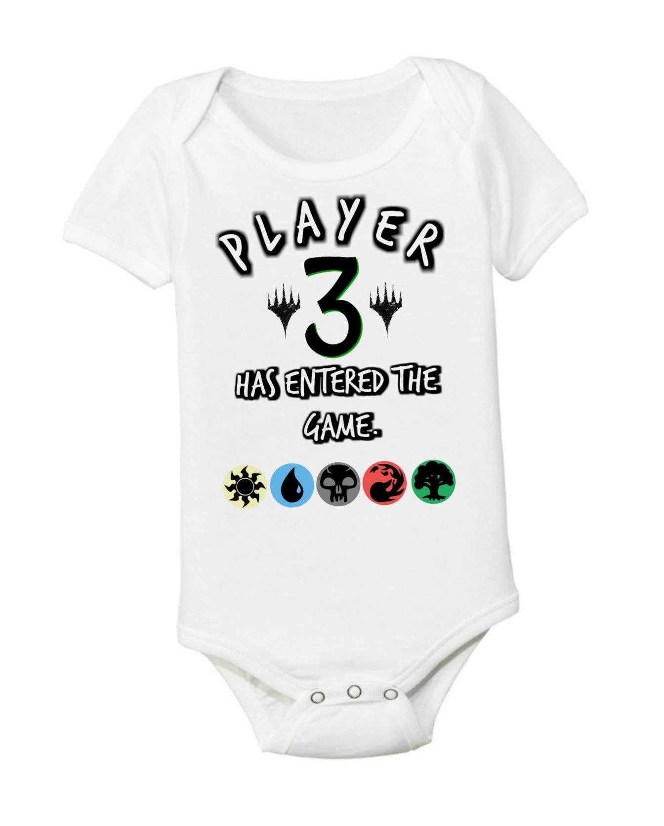 Magic Nerd Baby MTG Player 3 Entered the Game Fathers Day Gift 0-3 Months MTG Funny Bodysuit Onesie Parents Mana Symbols Infant Newborn Shirt Gamer Gathering Dad Gift PLAYER303SS