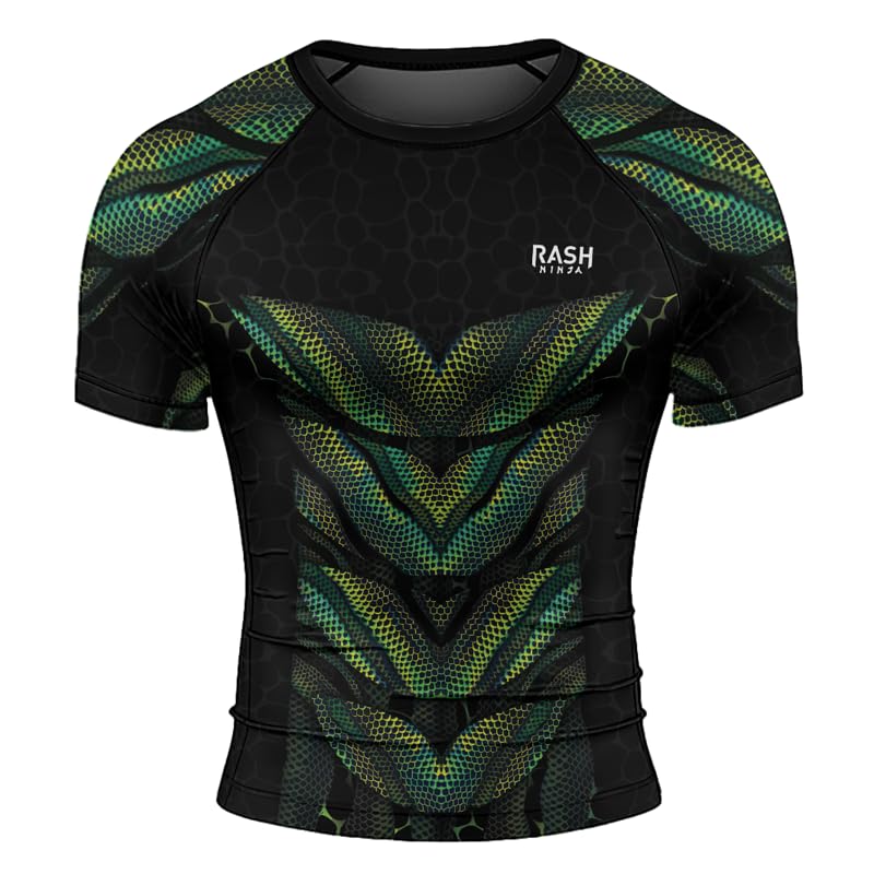Snake Men’s Rash Guard Compression Short Sleeve MMA BJJ Jiu Jitsu No Gi Grappling Base Layer Combat Shirt2