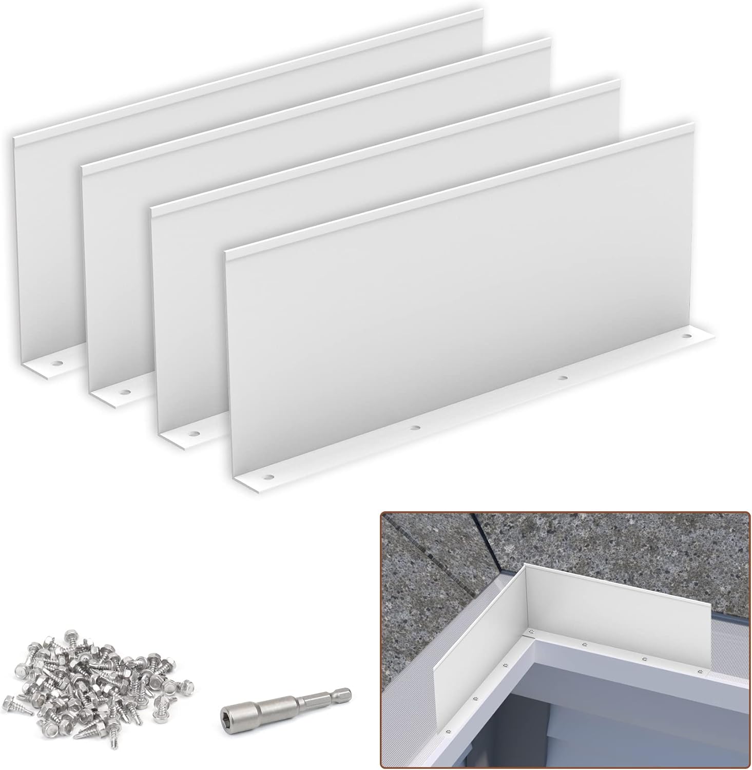 BJADE'S Gutter Valley Splash Guard,6 Pcs Aluminum Roof Valley Splash