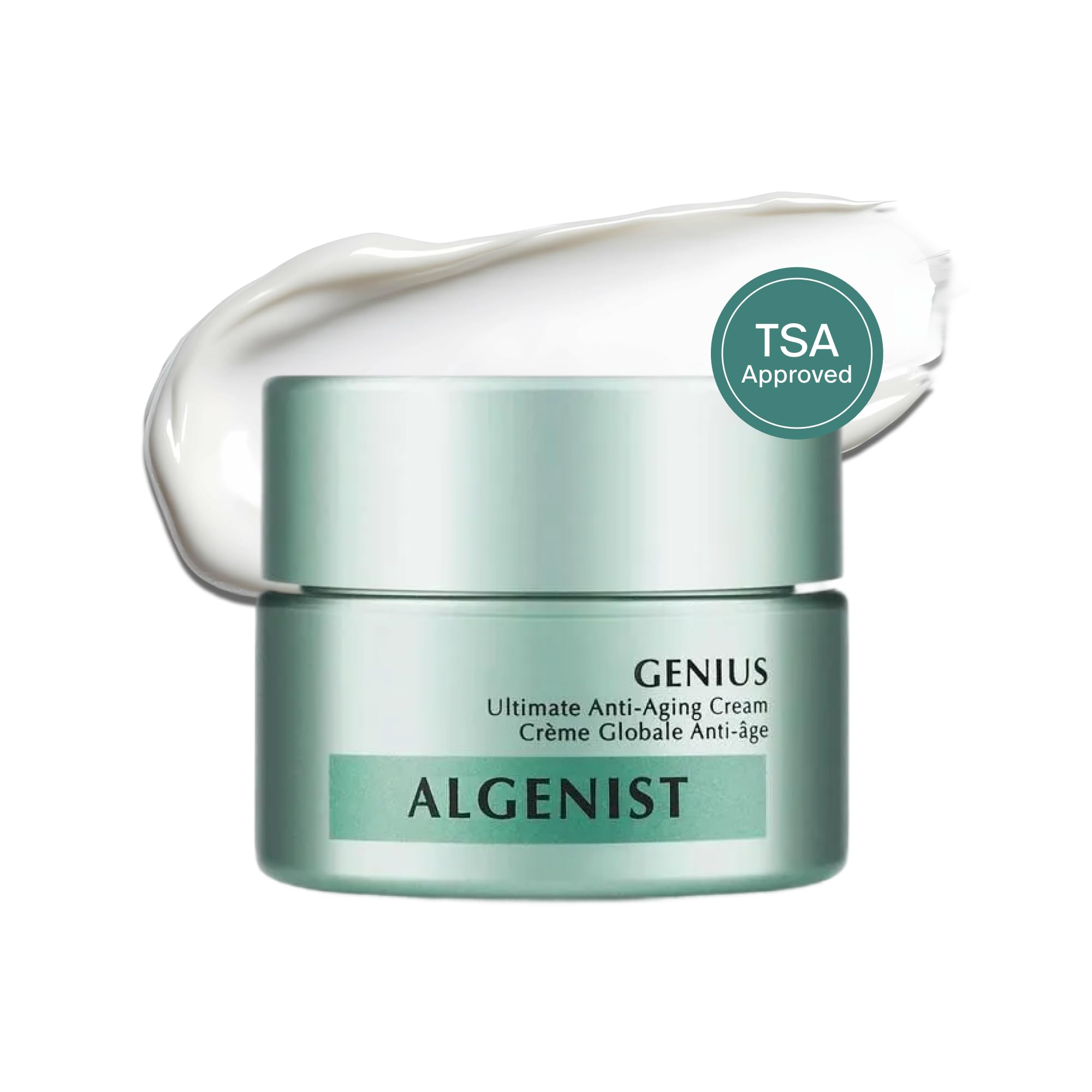 Algenist GENIUS Ultimate Anti-Aging Cream, Travel Size - Vegan Firming & Smoothing Moisturizer with Alguronic Acid & Microalgae Oil - Non-Comedogenic & Hypoallergenic Skincare (0.5 oz)