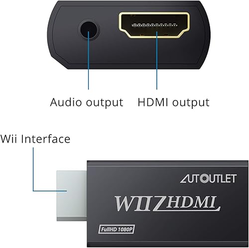Miniatura 4 de AUTOUTLET Wii to HDMI Converter WII2HDMI Wii Signal to HDMI Support 720P 1080P 3.5MM Audio HD Video Output Adapter with 1M HDMI Cable Compatible