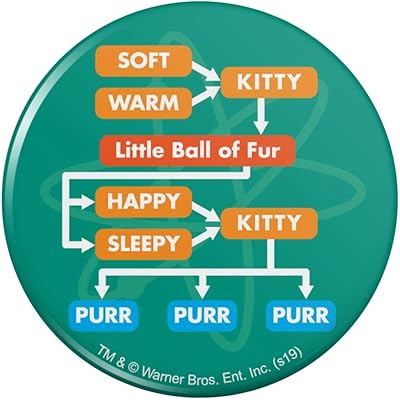 Big Bang Theory Soft Kitty Flow Chart Pinback Button Pin