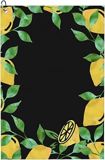 Vintage Watercolor Lemons Ultra Fine Fiber Golf Towel with Mountain Buckle, Golf Cleaning Towel