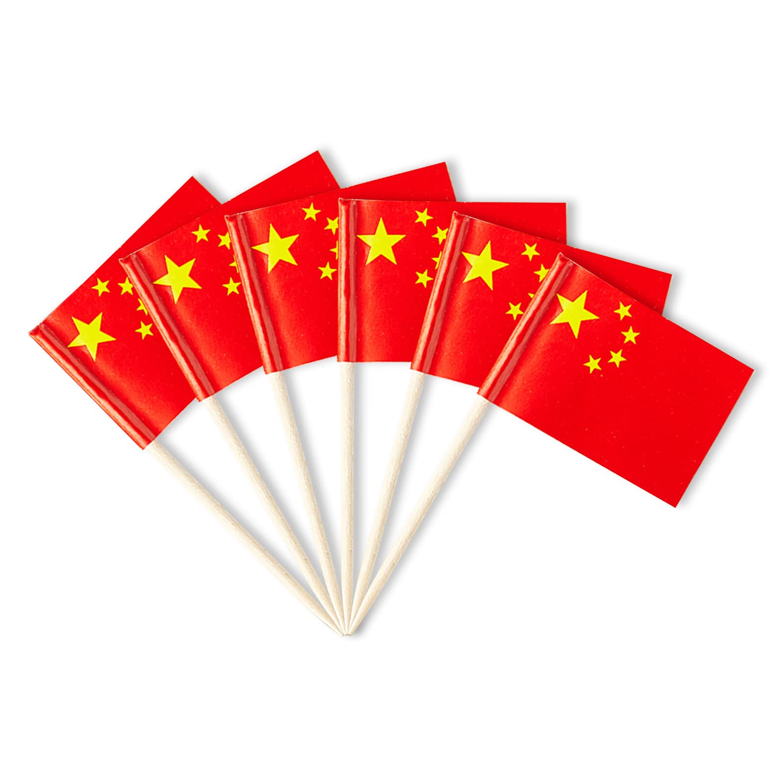 China Flag, 100 PCS Small Mini Chinese Flag Toothpicks, National Holidays, Sports Events, Themed Party Decorations for Appetizers, Cupcakes, Cakes,