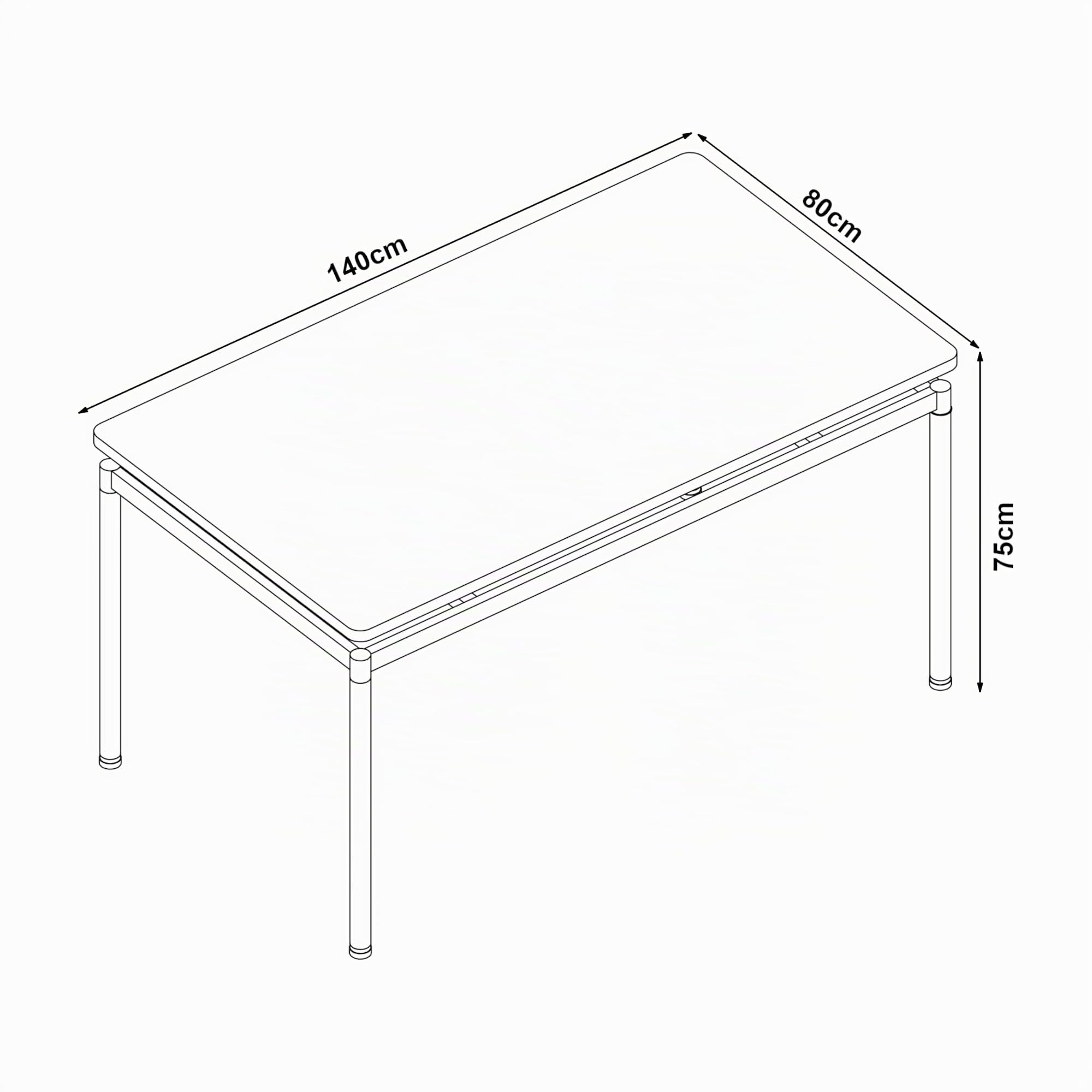 [en.casa] Tavolo Moderno da Sala Pranzo con Piano Rettangolare in MDF Effetto Rovere 140 x 80 cm Gambe in Acciaio Nero Postazione di Lavoro Studio