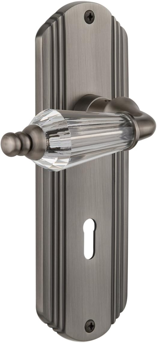 Nostalgic Warehouse Deco Plate with Keyhole Parlor Lever, Privacy - 2.75", Antique Brass