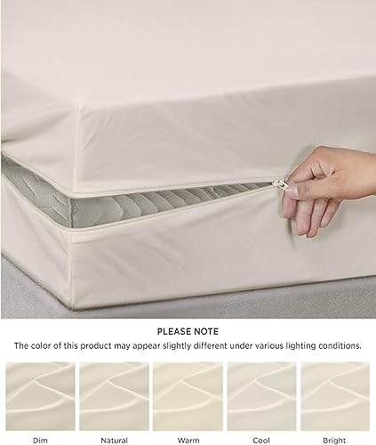Miniatura 7 de Sábana bajera ajustable con cremallera, tamaño individual, bolsillo profundo de 8 pulgadas, sábana inferior de microfibra cepillada de calidad de