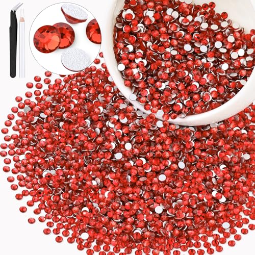 Image of 3000PCS SS12 /3mm Crystal Glass Rhinestones for Bedazzling (Light Red) | Flatback Rhinestones for Crafting DIY Nail Makeup Decoration, Light Siam Gems Diomand Charms for Tumbler Shoes Clothing Mug